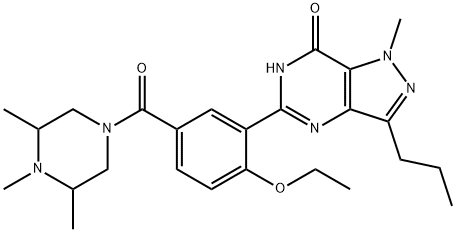 7H-Pyrazolo[4,3-d]pyrimidin-7-one, 5-[2-ethoxy-5-[(3,4,5-trimethyl-1-piperazinyl)carbonyl]phenyl]-1,6-dihydro-1-methyl-3-propyl- Struktur