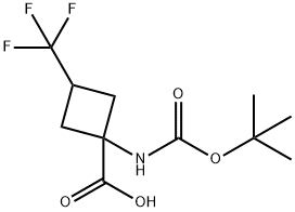 1-(tert-butoxycarbonylamino)-3-(trifluoromethyl)cyclobutanecarboxylic acid Struktur