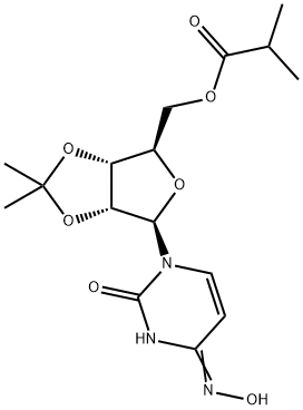 ((3aR,4R,6R,6aR)-6-((E)-4-(hydroxyimino)-2-oxo-3,4-dihydropyrimidin-1(2H)-yl)-2,2-dimethyltetrahydrofuro[3,4-d][1,3]dioxol-4-yl)methyl isobutyrate Struktur