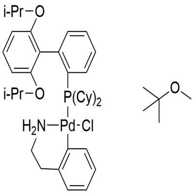 Palladium, [2-[2-(amino-κN)ethyl]phenyl-κC][[2',6'-bis(1-methylethoxy)[1,1'-biphenyl]-2-yl]dicyclohexylphosphine-κP]chloro-, (SP-4-4)-, compd. with 2-methoxy-2-methylpropane (1:1) Struktur