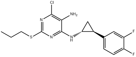 4,5-Pyrimidinediamine, 6-chloro-N4-[(1R,2S)-2-(3,4-difluorophenyl)cyclopropyl]-2-(propylthio)- Struktur