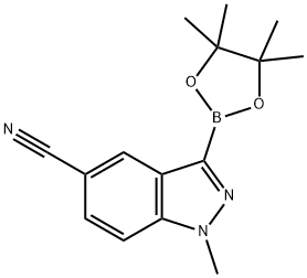 1-Methyl-3-(4,4,5,5-tetramethyl-1,3,2-dioxaborolan-2-yl)-indazole-5-carbonitrile Struktur