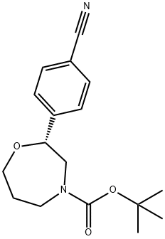 tert-butyl (R)-2-(4-cyanophenyl)-1,4-oxazepane-4-carboxylate Struktur