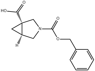 (1S,5S)-3-benzyloxycarbonyl-3-azabicyclo[3.1.0]hexane-1-carboxylic acid Struktur