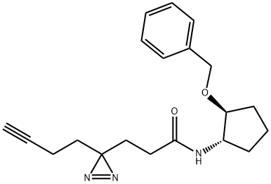 3H-Diazirine-3-propanamide, 3-(3-butyn-1-yl)-N-[(1S,2S)-2-(phenylmethoxy)cyclopentyl]- Struktur