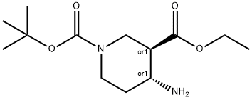 trans-1-Boc-4-amino-piperidine-3-carboxylic acid ethyl ester Struktur