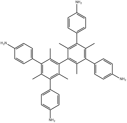 5',5''-bis(4-aminophenyl)-2',2'',4',4'',6',6''-hexamethyl-[1,1':3',1'':3'',1'''-quaterphenyl]-4,4'''-diamine Struktur