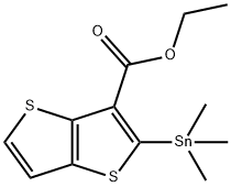 Thieno[3,2-b]thiophene-3-carboxylic acid, 2-(trimethylstannyl)-, ethyl ester Struktur