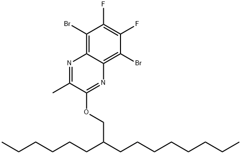 5,8-dibromo-6,7-difluoro-3-
methyl-2-((2-hexyldecyl)oxy)quinoxaline Struktur