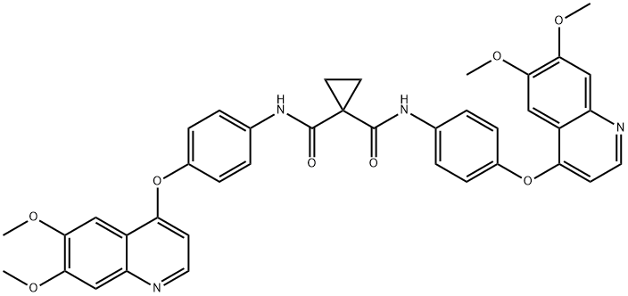 1,1-Cyclopropanedicarboxamide, N,N'-bis[4-[(6,7-dimethoxy-4-quinolinyl)oxy]phenyl]- Struktur