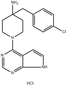 4-(4-Chlorobenzyl)-1-(7H-pyrrolo[2,3-d]pyrimidin-4-yl)piperidin-4-amine hydrochloride Struktur