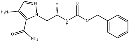 Carbamic acid, N-[(1S)-2-[4-amino-5-(aminocarbonyl)-1H-pyrazol-1-yl]-1-methylethyl]-, phenylmethyl ester Struktur