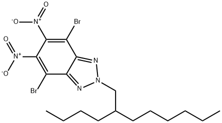 4,7-dibromo-2-(2-butyloctyl)-5,6-dinitro-2H-benzo[d][1,2,3]triazole Struktur