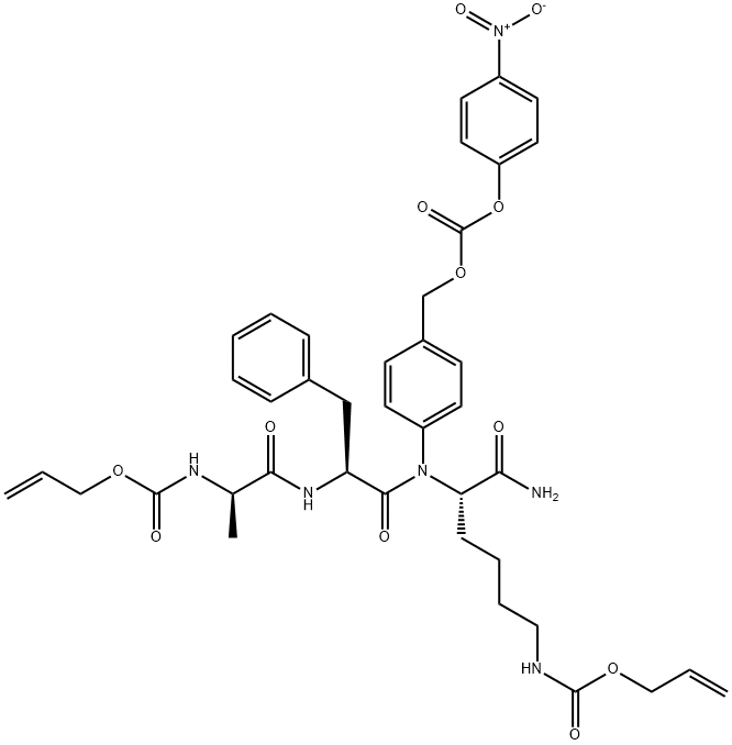 Aloc-D-Ala-Phe-Lys(Alloc)-PAB-PNP Struktur