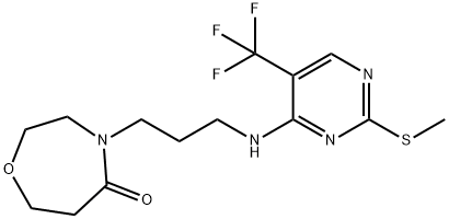 1,4-Oxazepin-5(2H)-one, tetrahydro-4-[3-[[2-(methylthio)-5-(trifluoromethyl)-4-pyrimidinyl]amino]propyl]- Struktur