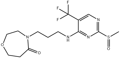 1,4-Oxazepin-5(2H)-one, tetrahydro-4-[3-[[2-(methylsulfinyl)-5-(trifluoromethyl)-4-pyrimidinyl]amino]propyl]- Struktur