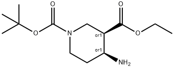 cis-1-Boc-4-amino-piperidine-3-carboxylic acid ethyl ester Struktur