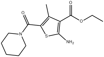 3-Thiophenecarboxylic acid, 2-amino-4-methyl-5-(1-piperidinylcarbonyl)-, ethyl ester Struktur