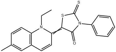 (5Z)-5-(1-ethyl-6-methylquinolin-2-ylidene)-3-phenyl-2-sulfanylidene-1,3-thiazolidin-4-one Struktur