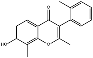 4H-1-Benzopyran-4-one, 7-hydroxy-2,8-dimethyl-3-(2-methylphenyl)- Struktur