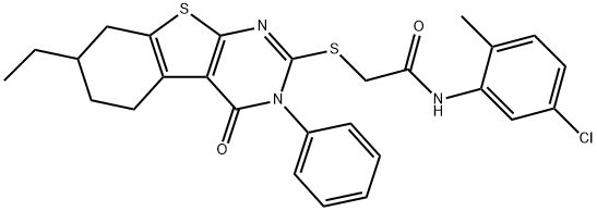 N-(5-chloro-2-methylphenyl)-2-[(7-ethyl-4-oxo-3-phenyl-5,6,7,8-tetrahydro-[1]benzothiolo[2,3-d]pyrimidin-2-yl)sulfanyl]acetamide Struktur