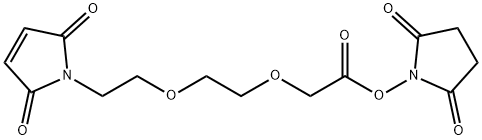 Acetic acid, 2-[2-[2-(2,5-dihydro-2,5-dioxo-1H-pyrrol-1-yl)ethoxy]ethoxy]-, 2,5-dioxo-1-pyrrolidinyl ester Struktur