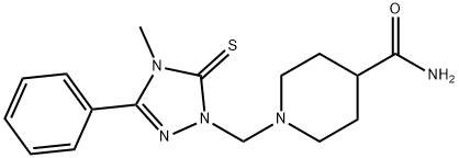 1-[(4-methyl-3-phenyl-5-sulfanylidene-1,2,4-triazol-1-yl)methyl]piperidine-4-carboxamide Struktur