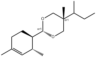 1,3-Dioxane, 2-[(1R,2R)-2,4-dimethyl-3-cyclohexen-1-yl]-5-methyl-5-(1-methylpropyl)-, cis-rel- Struktur