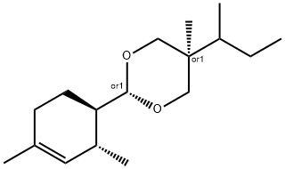 1,3-Dioxane, 2-[(1R,2R)-2,4-dimethyl-3-cyclohexen-1-yl]-5-methyl-5-(1-methylpropyl)-, trans-rel- Struktur