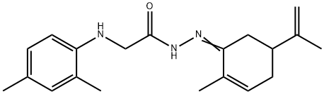 2-[(2,4-dimethylphenyl)amino]-N'-(5-isopropenyl-2-methyl-2-cyclohexen-1-ylidene)acetohydrazide (non-preferred name) Struktur