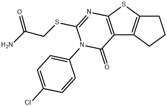 2-[[2-(4-chlorophenyl)-1-oxo-7,8-dihydro-6H-cyclopenta[2,3]thieno[2,4-b]pyrimidin-3-yl]sulfanyl]acetamide Struktur