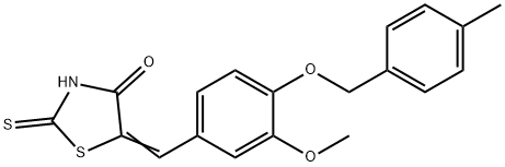 (5Z)-5-[[3-methoxy-4-[(4-methylphenyl)methoxy]phenyl]methylidene]-2-sulfanylidene-1,3-thiazolidin-4-one Struktur