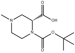 (R)-1-(tert-butoxycarbonyl)-4-methylpiperazine-2-carboxylic acid Struktur