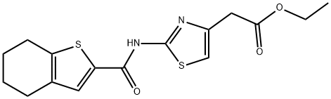 ethyl 2-(2-(4,5,6,7-tetrahydrobenzo[b]thiophene-2-carboxamido)thiazol-4-yl)acetate Struktur