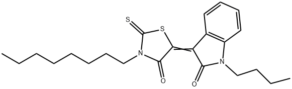 (5Z)-5-(1-butyl-2-oxoindol-3-ylidene)-3-octyl-2-sulfanylidene-1,3-thiazolidin-4-one Struktur