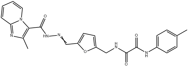 N~1~-[(5-{2-[(2-methylimidazo[1,2-a]pyridin-3-yl)carbonyl]carbohydrazonoyl}-2-furyl)methyl]-N~2~-(4-methylphenyl)ethanediamide Struktur