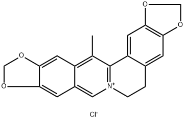 Bis[1,3]benzodioxolo[5,6-a:5′,6′-g]quinolizinium, 5,6-dihydro-14-methyl-, chloride (1:1) (ACI) Struktur