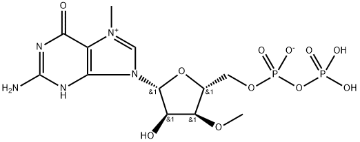 Guanosine 5'-(trihydrogen diphosphate), 7-methyl-3'-O-methyl-, inner salt (9CI) Struktur