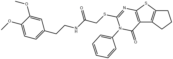 N-[2-(3,4-dimethoxyphenyl)ethyl]-2-[(1-oxo-2-phenyl-7,8-dihydro-6H-cyclopenta[2,3]thieno[2,4-b]pyrimidin-3-yl)sulfanyl]acetamide Struktur