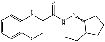 N'-(2-ethylcyclopentylidene)-2-[(2-methoxyphenyl)amino]acetohydrazide (non-preferred name) Struktur