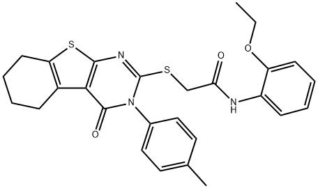 N-(2-ethoxyphenyl)-2-[[3-(4-methylphenyl)-4-oxo-5,6,7,8-tetrahydro-[1]benzothiolo[2,3-d]pyrimidin-2-yl]sulfanyl]acetamide Struktur