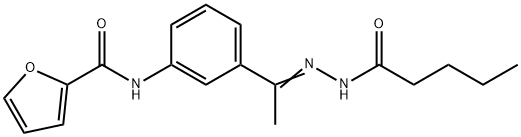 N-[3-[(E)-C-methyl-N-(pentanoylamino)carbonimidoyl]phenyl]furan-2-carboxamide Struktur