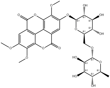 3,7,8-Tri-O-methylellagic acid 2-O-rutinoside Struktur