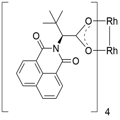 Rhodium, tetrakis[μ-[(αS)-α-(1,1-dimethylethyl)-1,3-dioxo-1H-benz[de]isoquinoline-2(3H)-acetato-κO2:κO2′]]di-, (Rh-Rh) Struktur