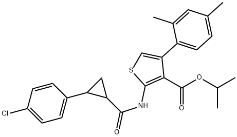 isopropyl 2-(2-(4-chlorophenyl)cyclopropanecarboxamido)-4-(2,4-dimethylphenyl)thiophene-3-carboxylate Struktur