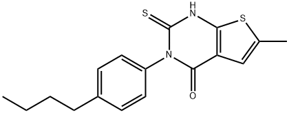 3-(4-butylphenyl)-6-methyl-2-sulfanylidene-1H-thieno[2,3-d]pyrimidin-4-one Struktur