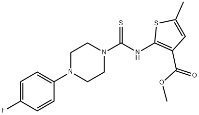 methyl 2-(4-(4-fluorophenyl)piperazine-1-carbothioamido)-5-methylthiophene-3-carboxylate Struktur