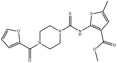 methyl 2-(4-(furan-2-carbonyl)piperazine-1-carbothioamido)-5-methylthiophene-3-carboxylate Struktur