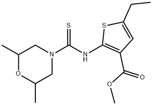 methyl 2-(2,6-dimethylmorpholine-4-carbothioamido)-5-ethylthiophene-3-carboxylate Struktur