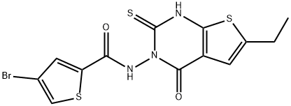 4-bromo-N-(6-ethyl-4-oxo-2-sulfanylidene-1H-thieno[2,3-d]pyrimidin-3-yl)thiophene-2-carboxamide Struktur